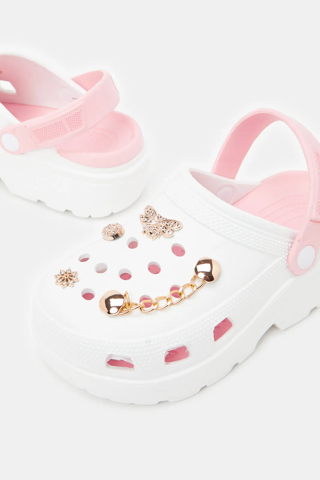 Women White Embellished Moulded Clog