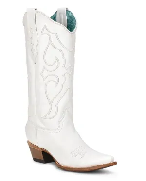 Women's Corral White Embroidered Snip Toe Boot