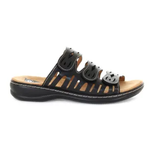 Womens Daisy 3 Strap Velcro Sandal Black