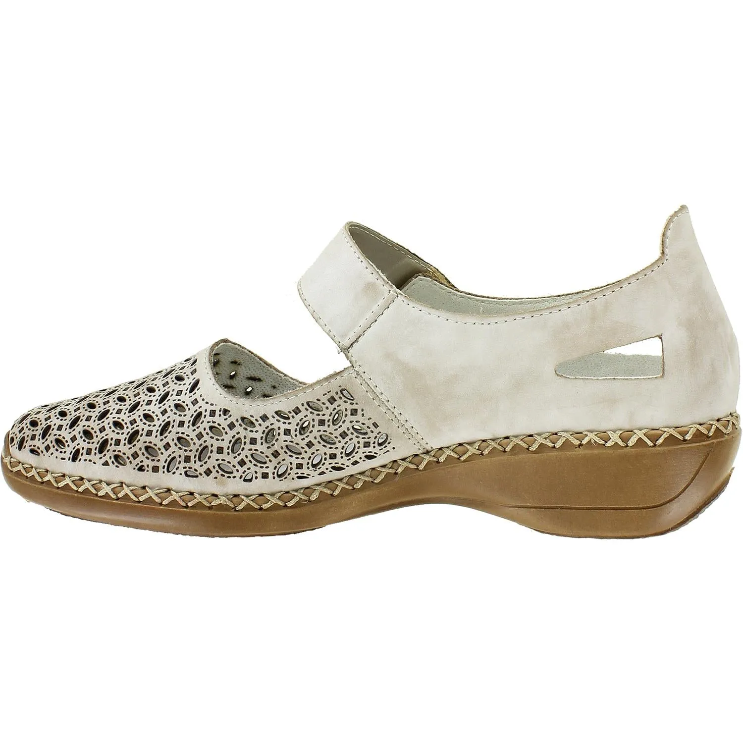 Women's Rieker 413G8-62 Doris Grey/Beige Leather